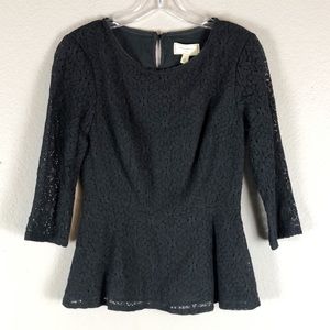 NEW Anthropologie Moulinette Soeurs Black Eyelet Peplum Blouse 6
